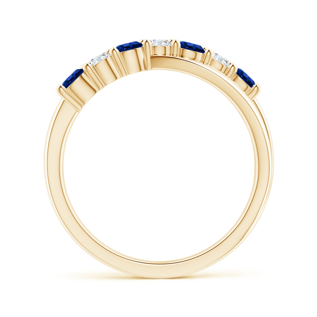 3mm Lab-Grown Round Blue Sapphire and Diamond Crossover Ring in Yellow Gold - side 199