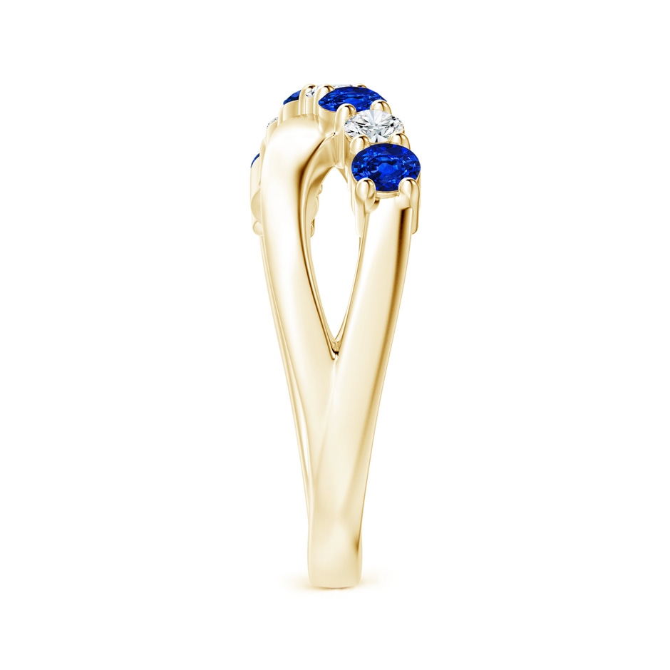 3mm Lab-Grown Round Blue Sapphire and Diamond Crossover Ring in Yellow Gold side 299