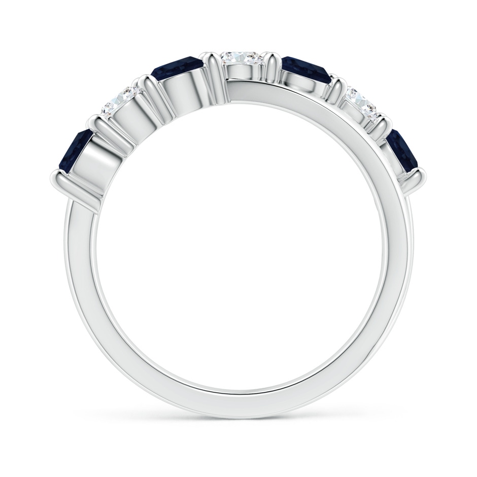 4mm A Round Blue Sapphire and Diamond Crossover Ring in 18K White Gold Side 199