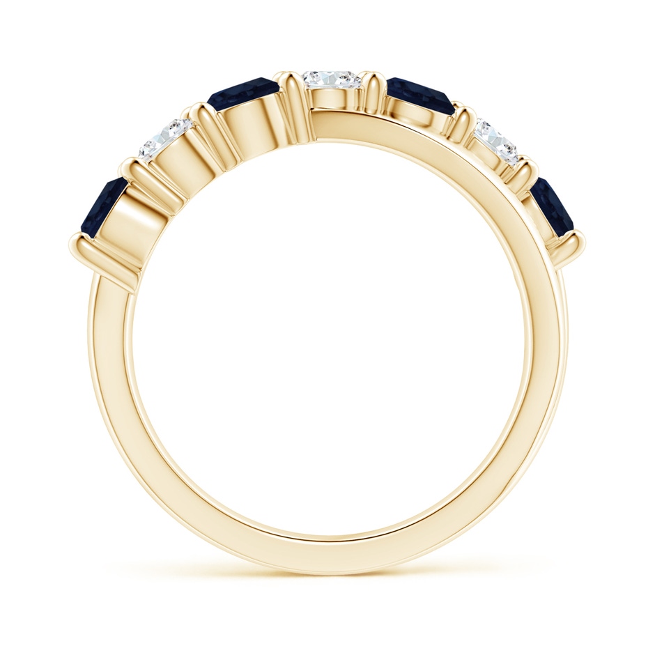 4mm A Round Blue Sapphire and Diamond Crossover Ring in 18K Yellow Gold Side 199