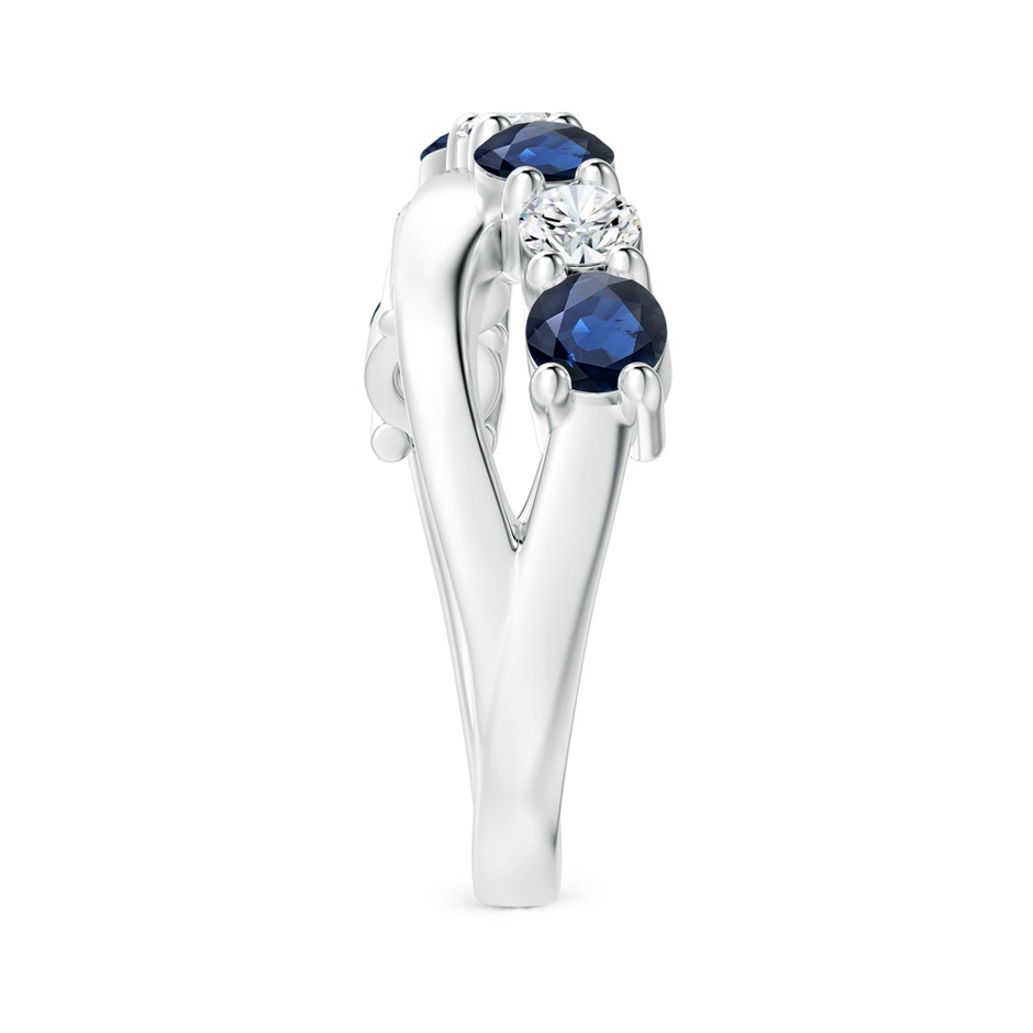 4mm AA Round Blue Sapphire and Diamond Crossover Ring in P950 Platinum Side 299