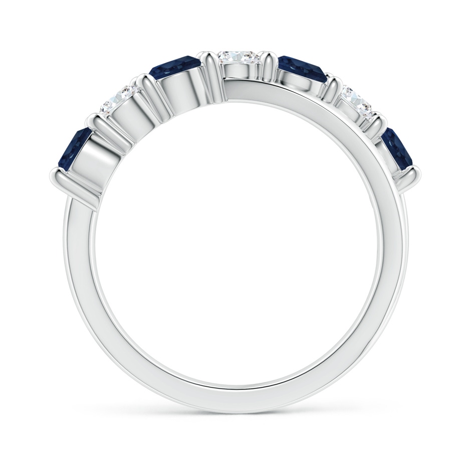 4mm AA Round Blue Sapphire and Diamond Crossover Ring in White Gold side 199