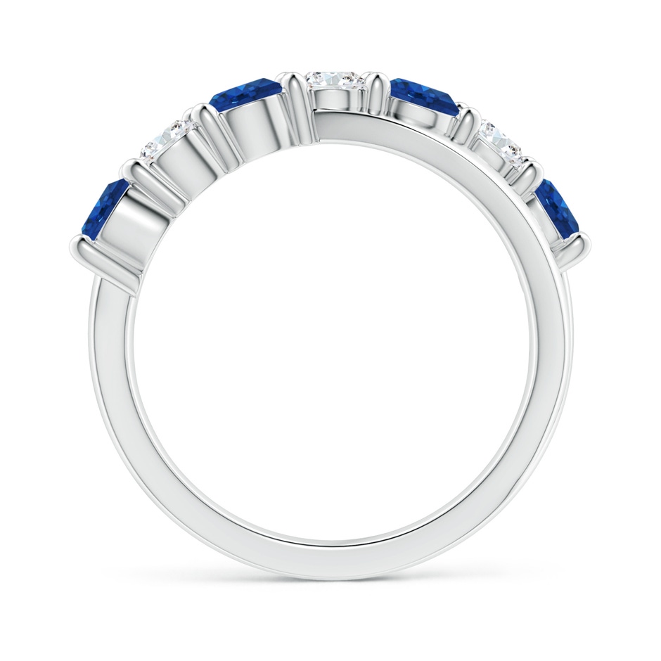 4mm AAA Round Blue Sapphire and Diamond Crossover Ring in 18K White Gold Side 199