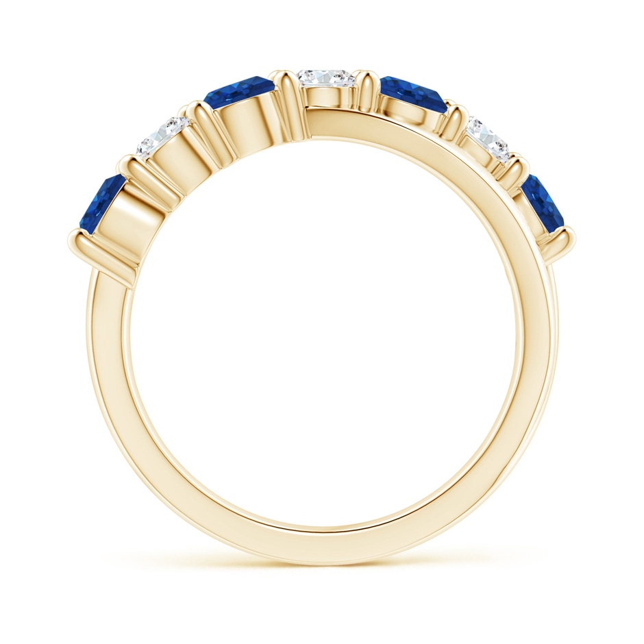 4mm AAA Round Blue Sapphire and Diamond Crossover Ring in Yellow Gold Side 199