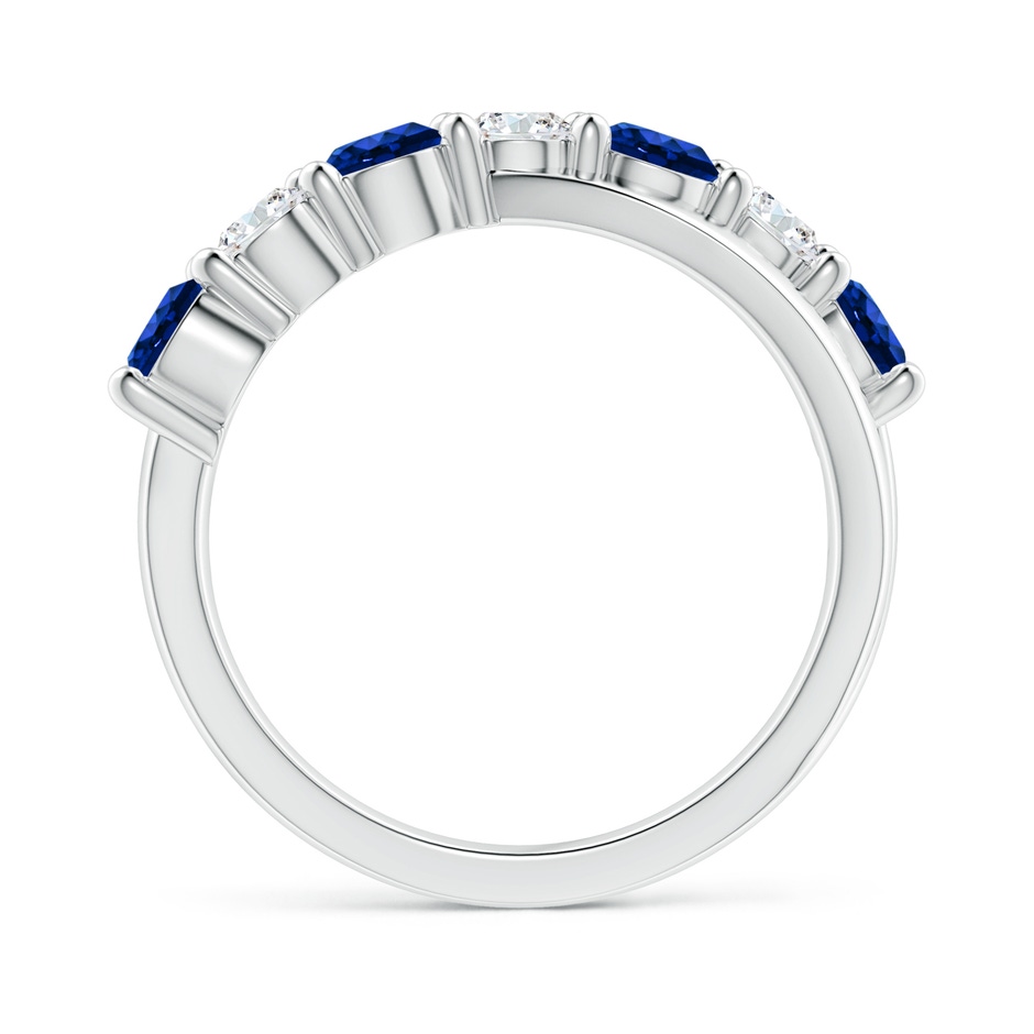 4mm AAAA Round Blue Sapphire and Diamond Crossover Ring in P950 Platinum Side 199