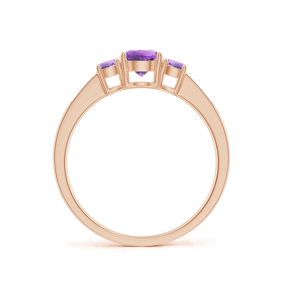 5mm A Three Stone Round Amethyst Ring with Diamond Accents in 18K Rose Gold side 199