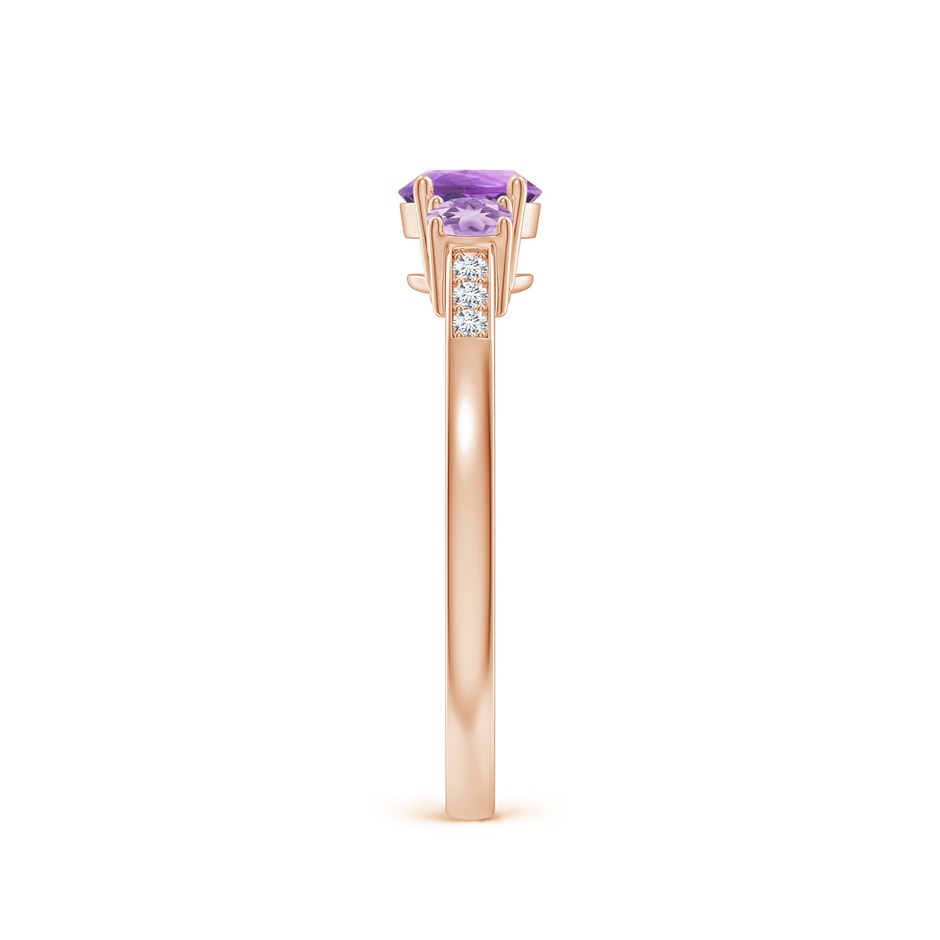 5mm A Three Stone Round Amethyst Ring with Diamond Accents in 18K Rose Gold side 299