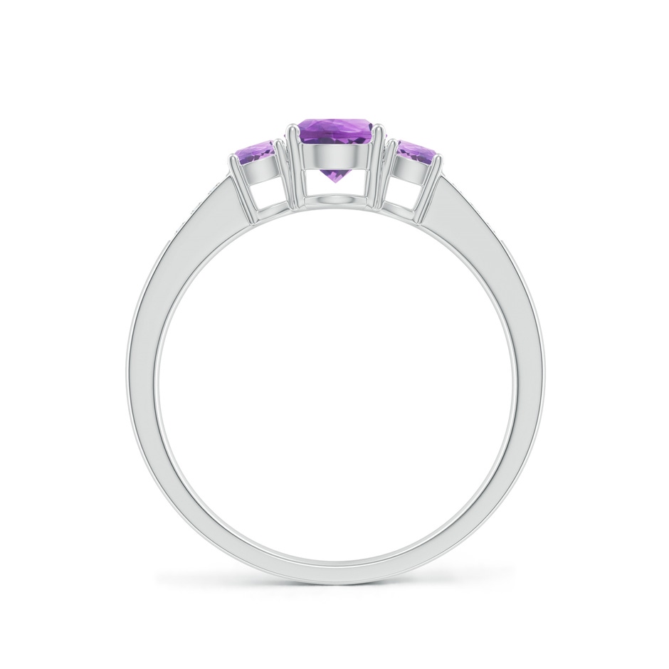5mm A Three Stone Round Amethyst Ring with Diamond Accents in 18K White Gold side 199