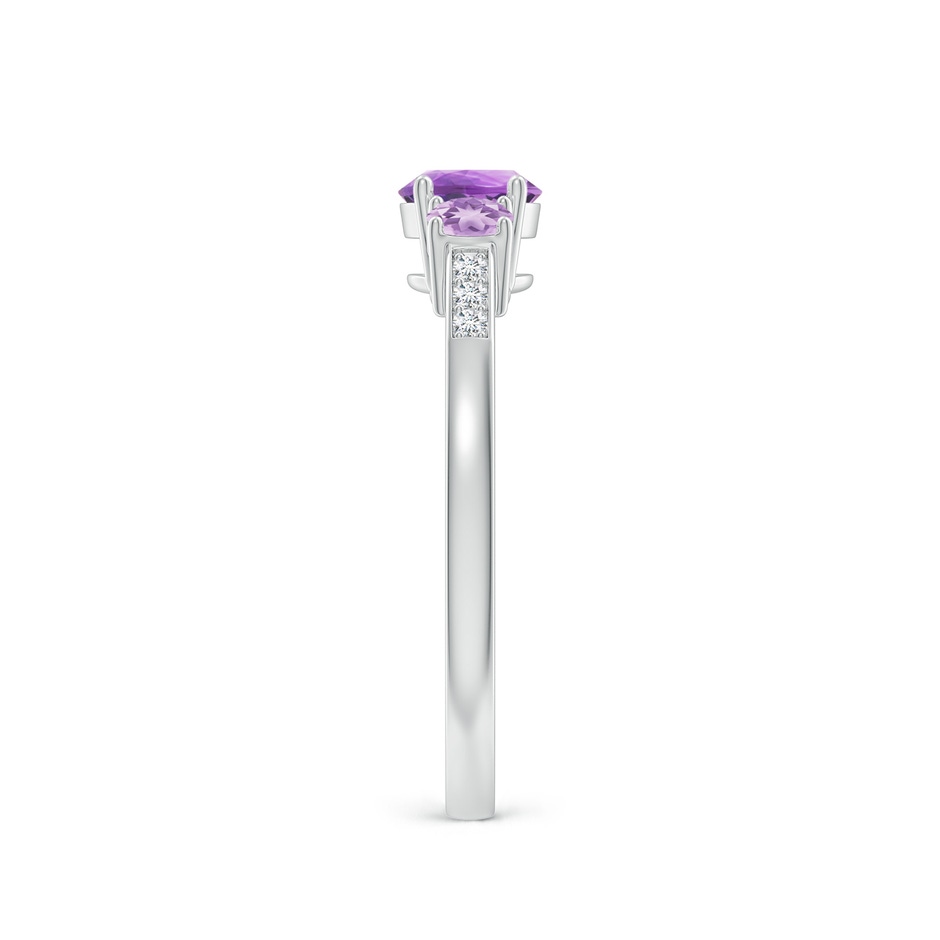 5mm A Three Stone Round Amethyst Ring with Diamond Accents in 18K White Gold side 299
