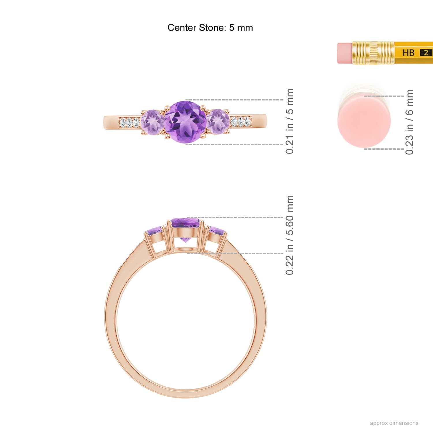 A - Amethyst / 0.7 CT / 14 KT Rose Gold