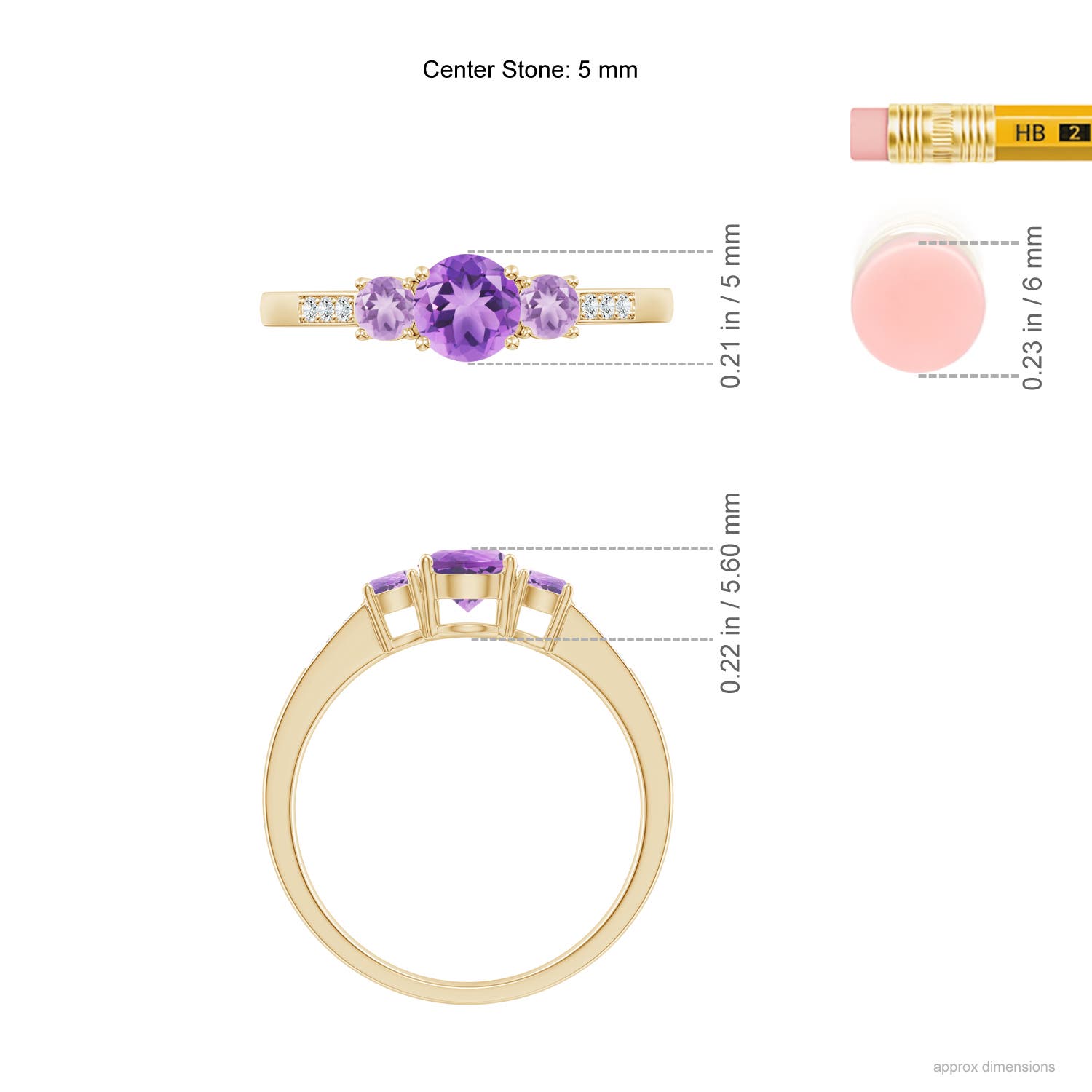 A - Amethyst / 0.7 CT / 14 KT Yellow Gold