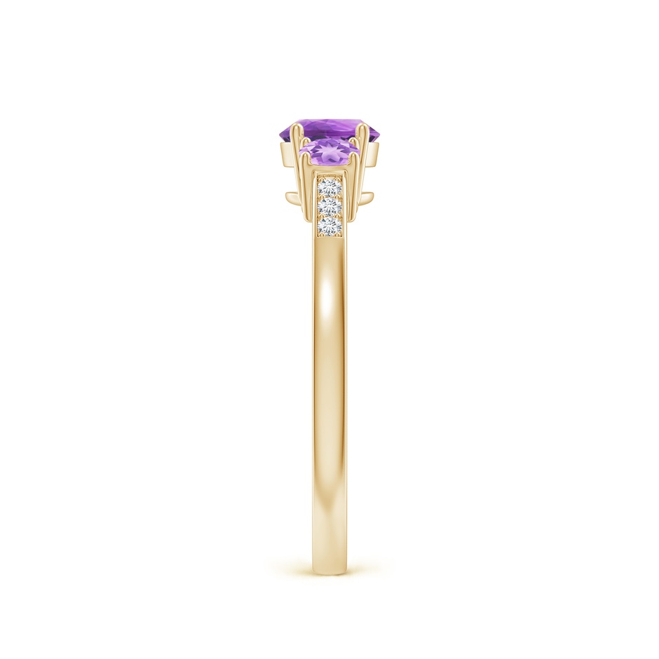 5mm AA Three Stone Round Amethyst Ring with Diamond Accents in 18K Yellow Gold side 299