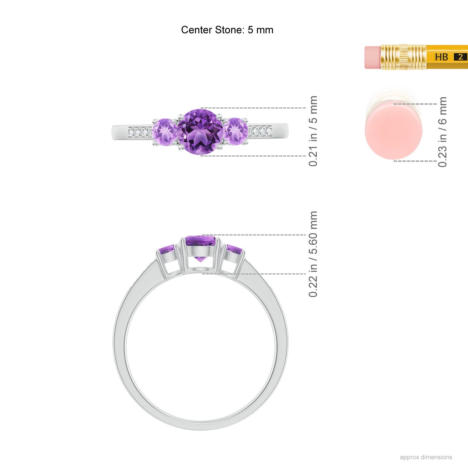 AA - Amethyst / 0.7 CT / 14 KT White Gold