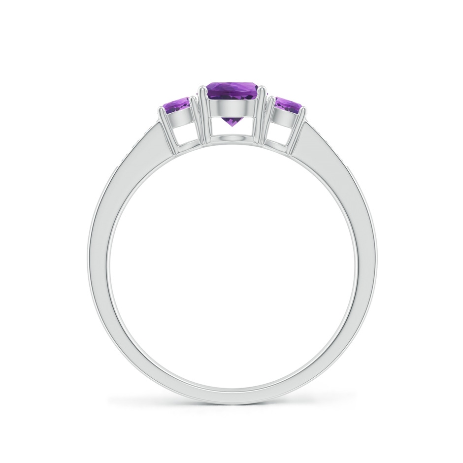 5mm AAA Three Stone Round Amethyst Ring with Diamond Accents in 18K White Gold side 199