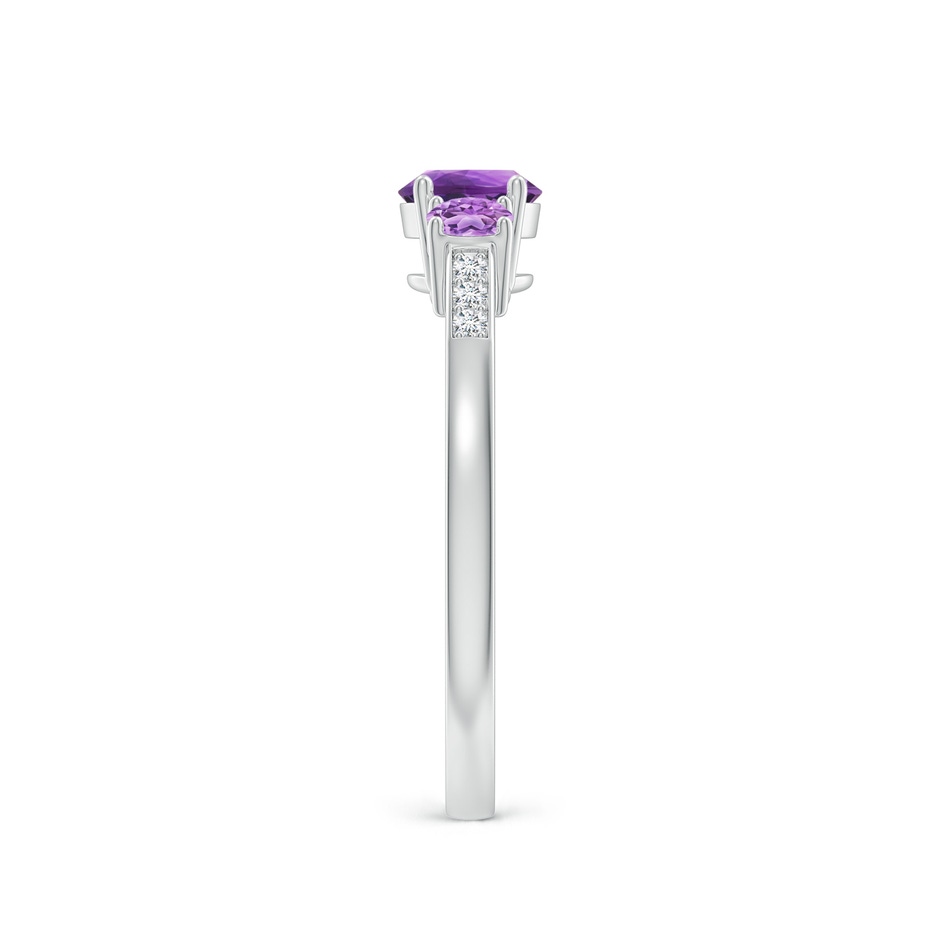 5mm AAA Three Stone Round Amethyst Ring with Diamond Accents in 18K White Gold side 299