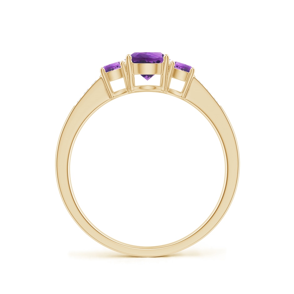 5mm AAA Three Stone Round Amethyst Ring with Diamond Accents in 18K Yellow Gold side 199