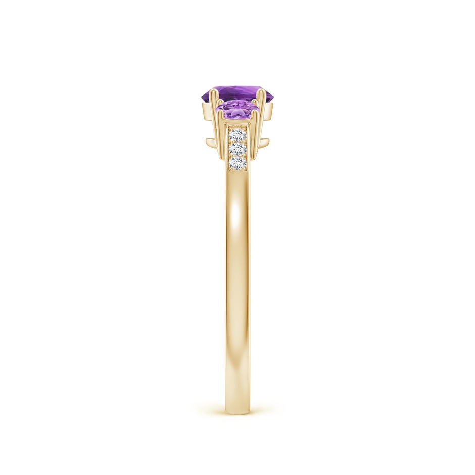 5mm AAA Three Stone Round Amethyst Ring with Diamond Accents in 18K Yellow Gold side 299