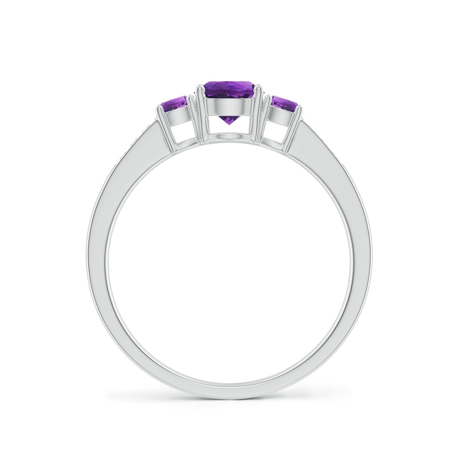 5mm AAAA Three Stone Round Amethyst Ring with Diamond Accents in 18K White Gold side 199