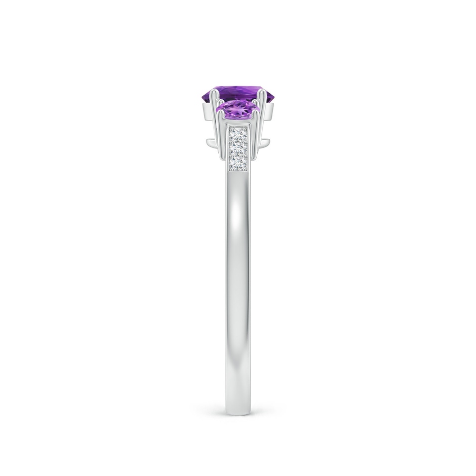 5mm AAAA Three Stone Round Amethyst Ring with Diamond Accents in 18K White Gold side 299