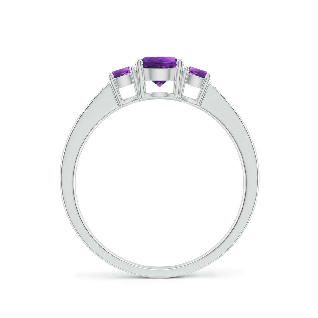 5mm AAAA Three Stone Round Amethyst Ring with Diamond Accents in White Gold - side_1