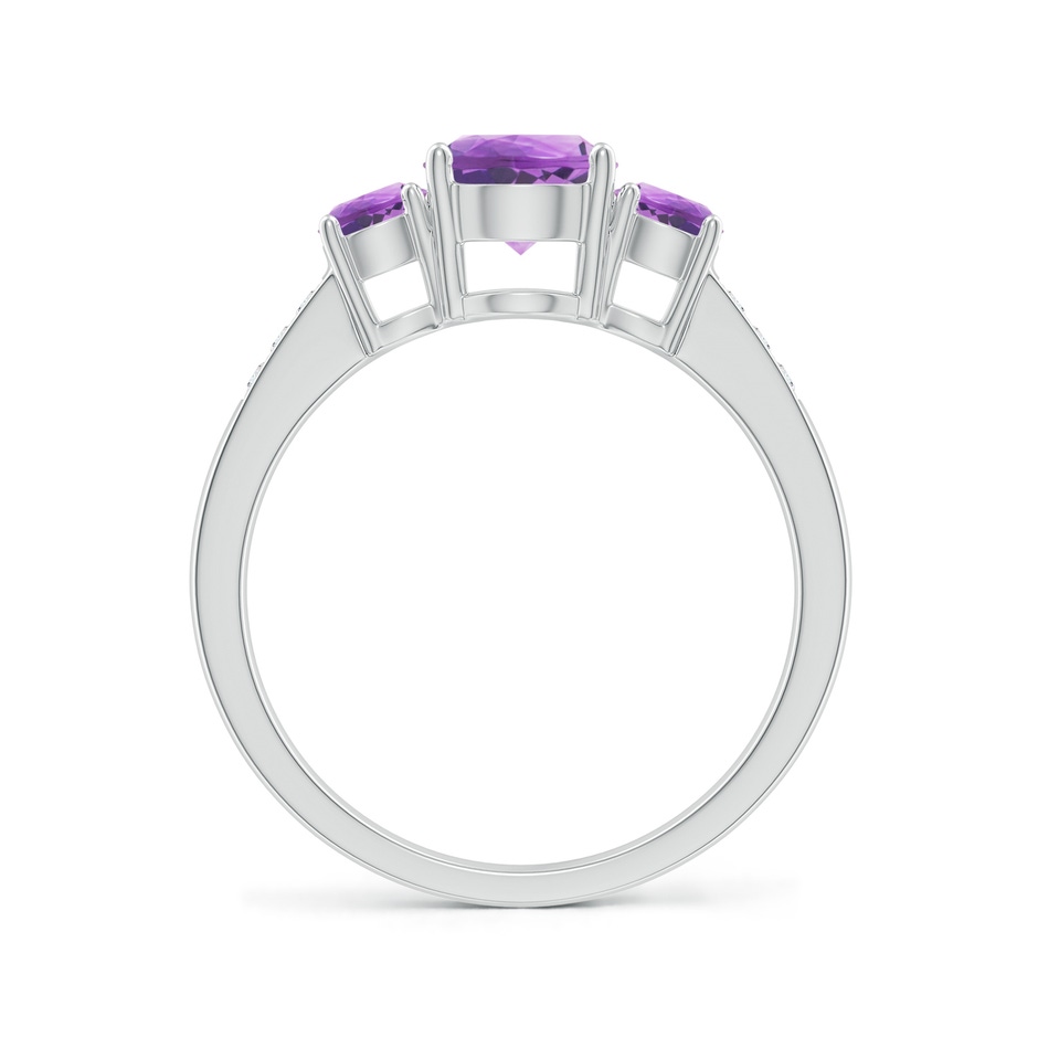 6mm A Three Stone Round Amethyst Ring with Diamond Accents in 18K White Gold side 199
