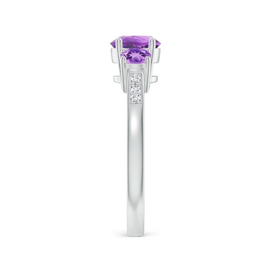 6mm A Three Stone Round Amethyst Ring with Diamond Accents in 18K White Gold side 299