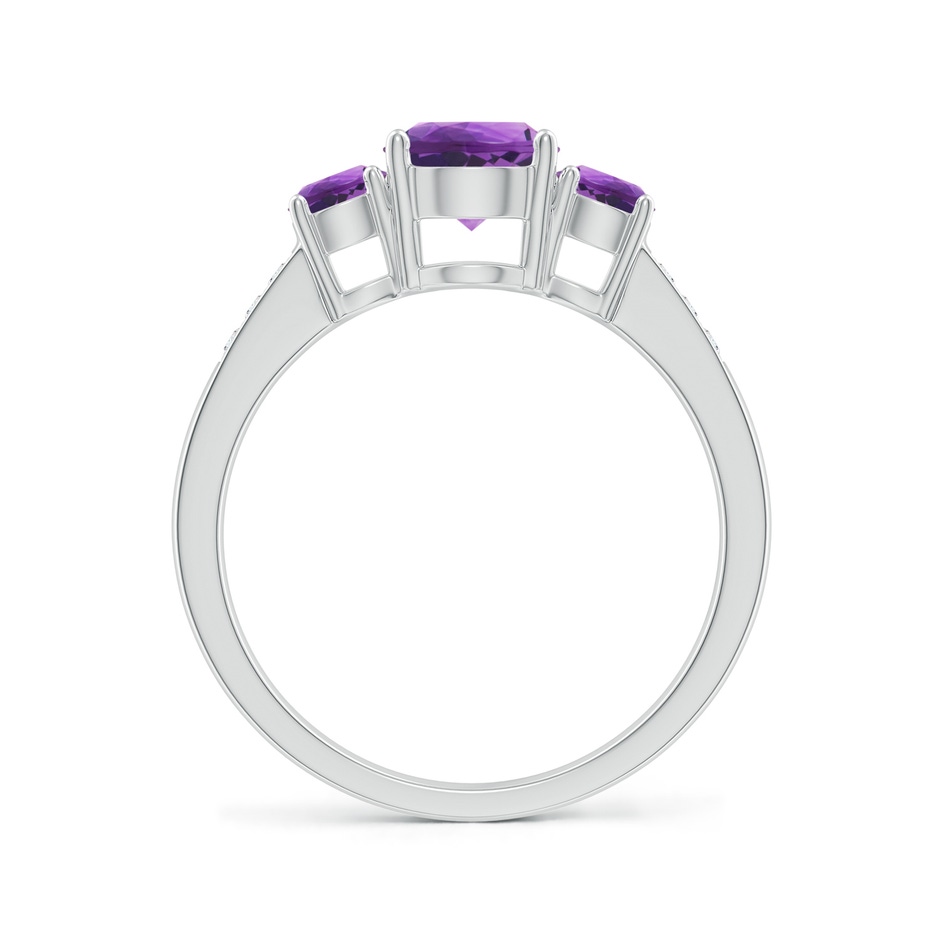 6mm AAA Three Stone Round Amethyst Ring with Diamond Accents in 18K White Gold side 199