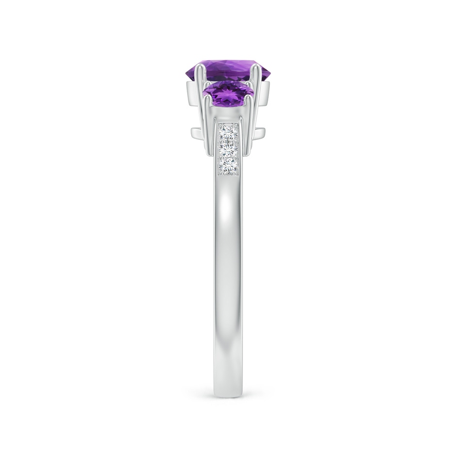 6mm AAA Three Stone Round Amethyst Ring with Diamond Accents in 18K White Gold side 299