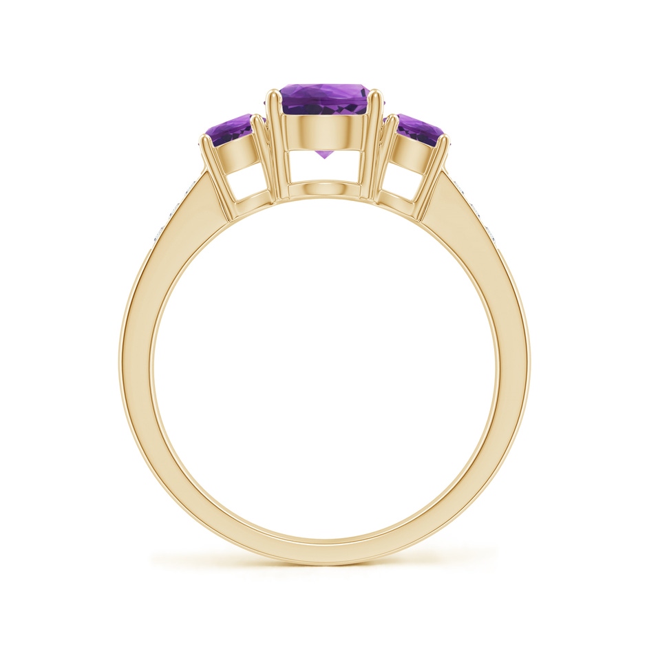 6mm AAA Three Stone Round Amethyst Ring with Diamond Accents in 18K Yellow Gold side 199