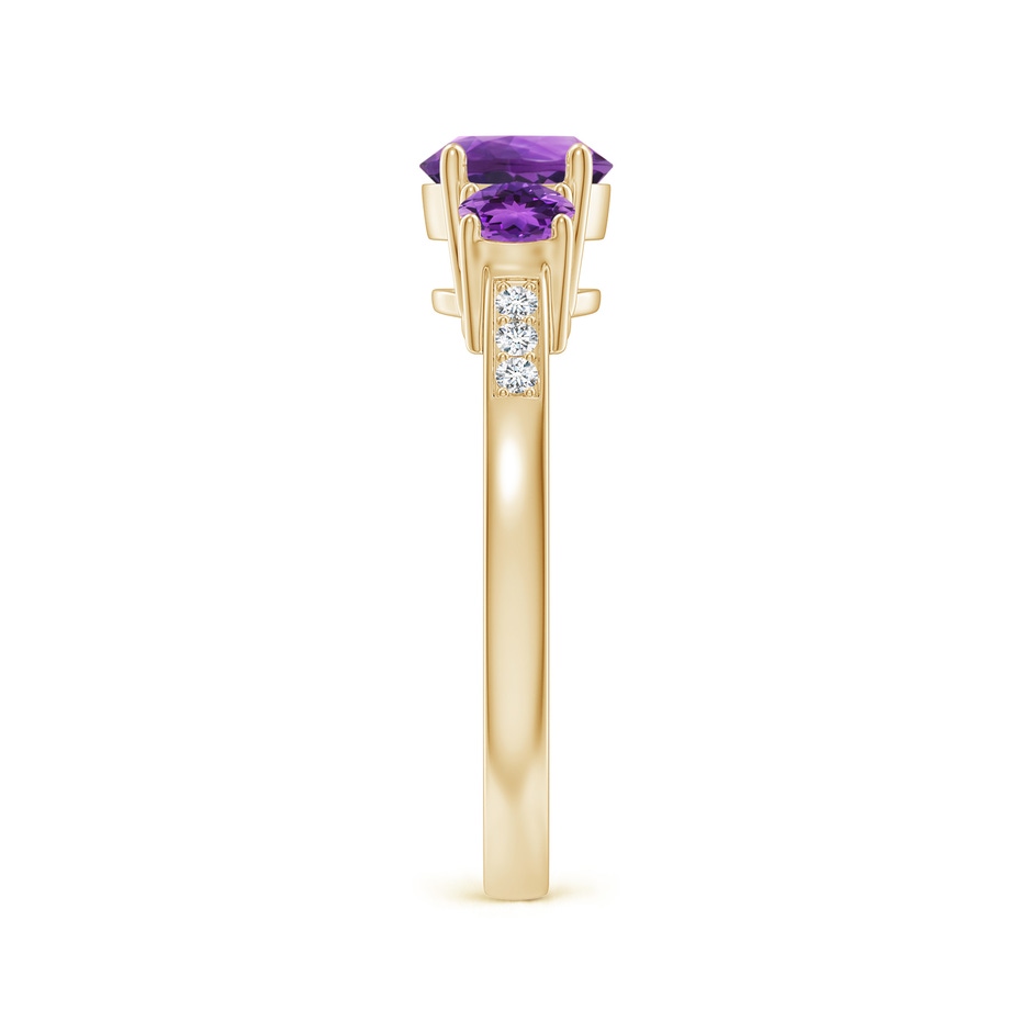 6mm AAA Three Stone Round Amethyst Ring with Diamond Accents in 18K Yellow Gold side 299