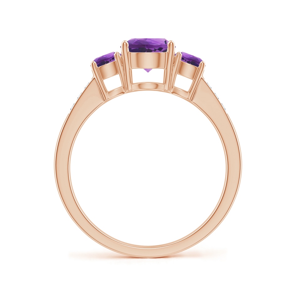6mm AAA Three Stone Round Amethyst Ring with Diamond Accents in Rose Gold side 199