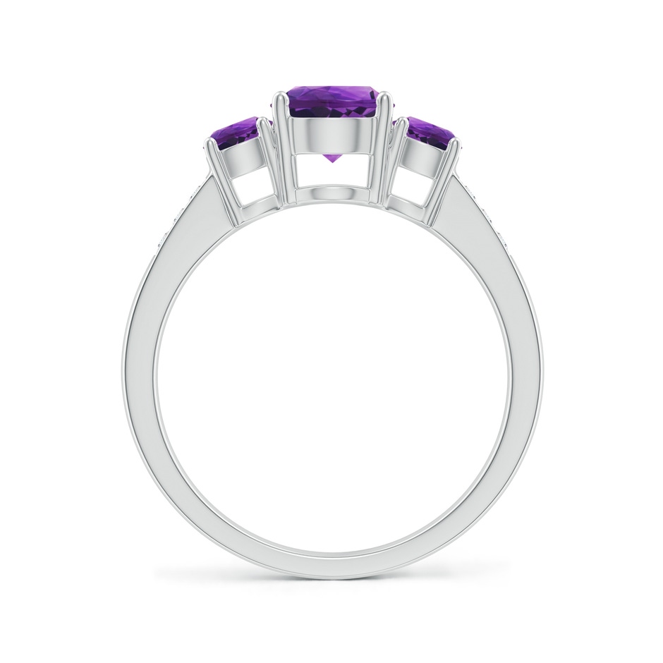 6mm AAAA Three Stone Round Amethyst Ring with Diamond Accents in 18K White Gold side 199