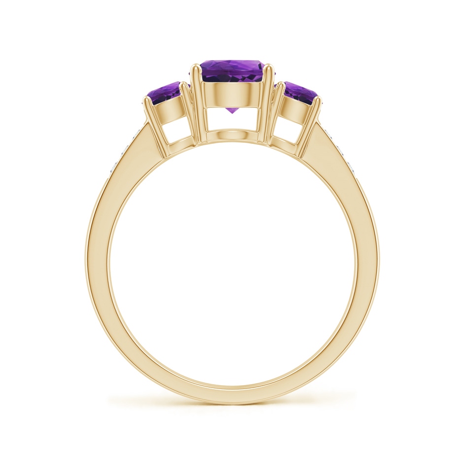 6mm AAAA Three Stone Round Amethyst Ring with Diamond Accents in 18K Yellow Gold side 199