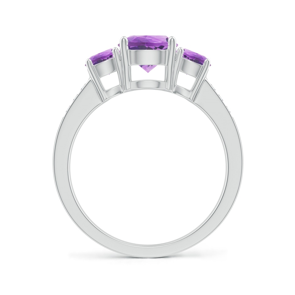 7mm A Three Stone Round Amethyst Ring with Diamond Accents in 18K White Gold side 199