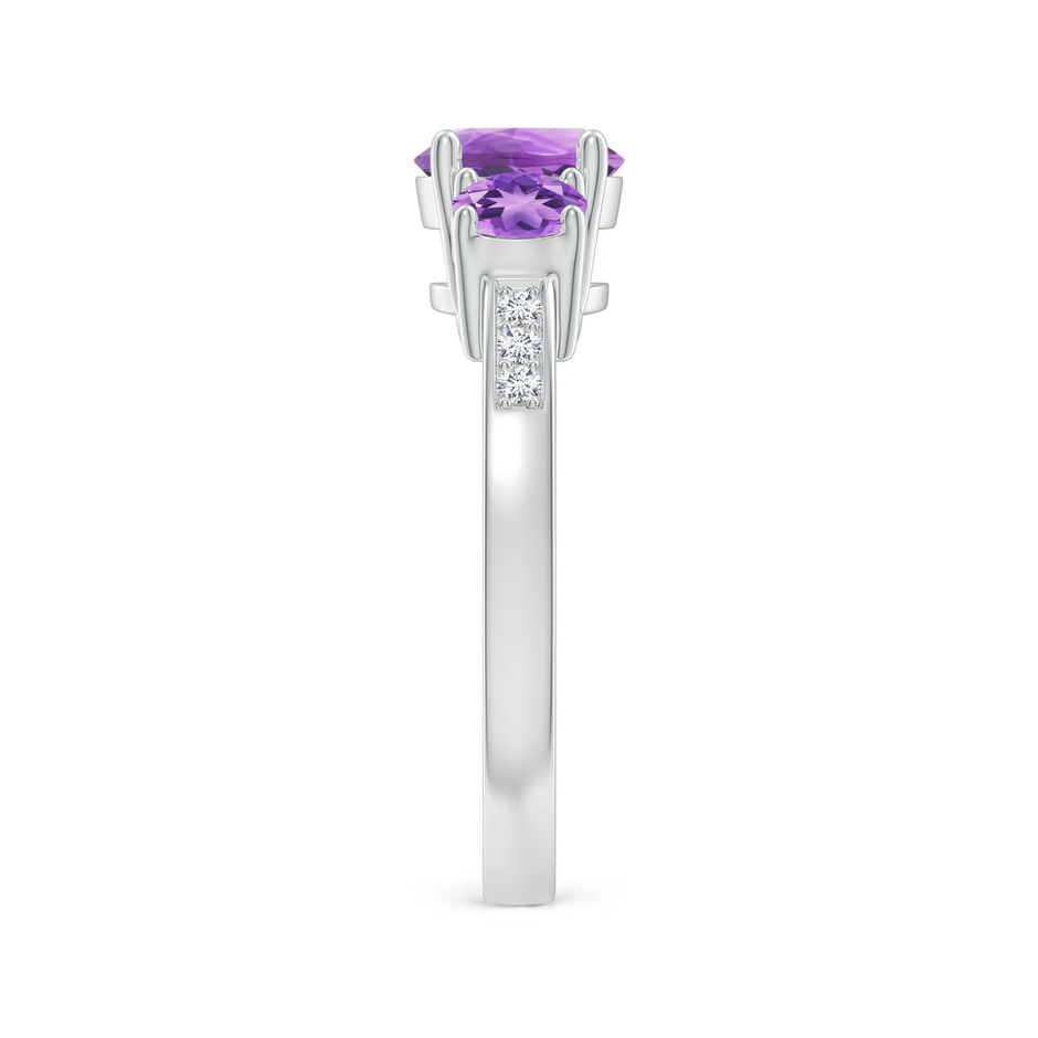 7mm A Three Stone Round Amethyst Ring with Diamond Accents in 18K White Gold side 299