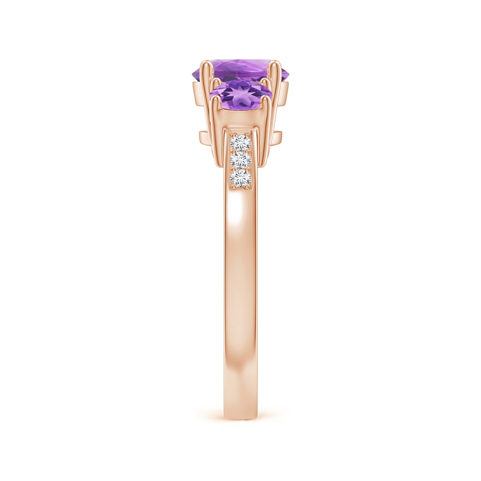 7mm A Three Stone Round Amethyst Ring with Diamond Accents in Rose Gold side 299