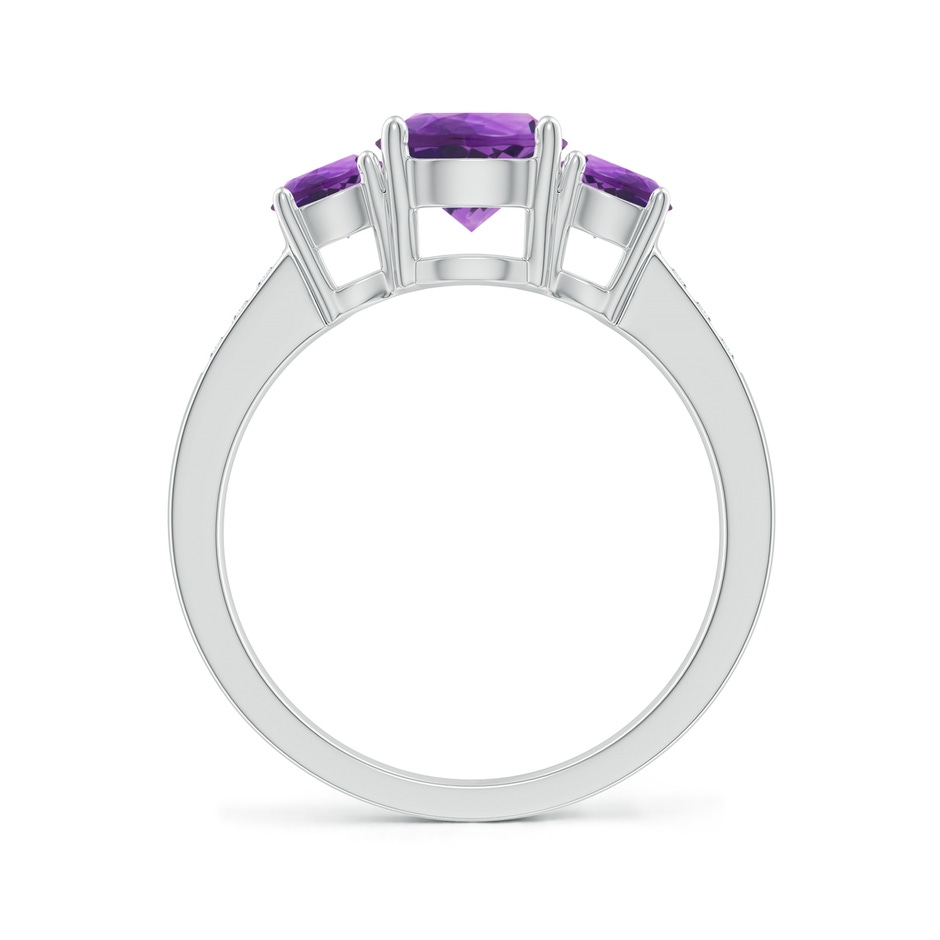 7mm AAA Three Stone Round Amethyst Ring with Diamond Accents in 18K White Gold side 199