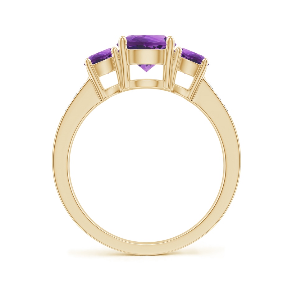 7mm AAA Three Stone Round Amethyst Ring with Diamond Accents in 18K Yellow Gold side 199