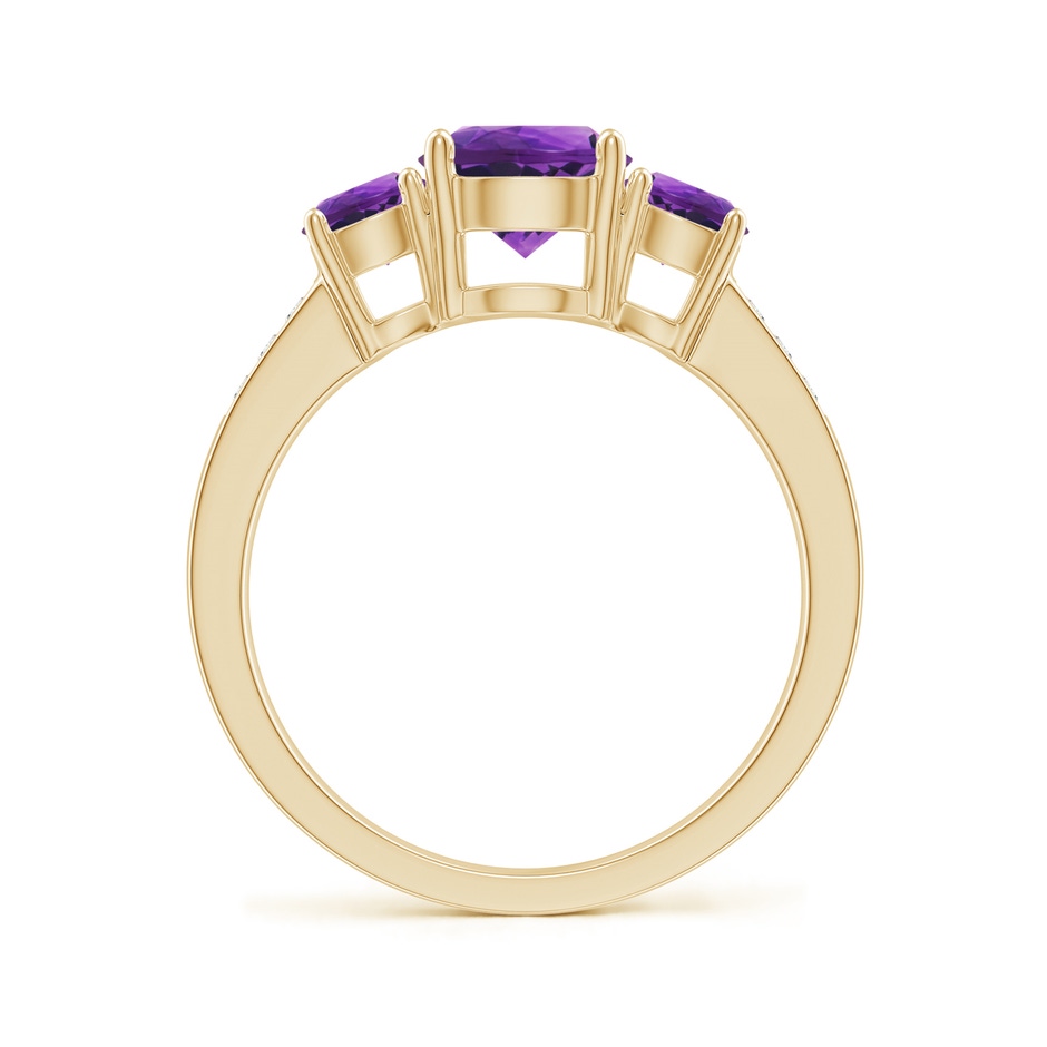 7mm AAAA Three Stone Round Amethyst Ring with Diamond Accents in 18K Yellow Gold side 199