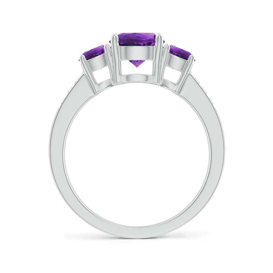 7mm AAAA Three Stone Round Amethyst Ring with Diamond Accents in P950 Platinum side 199
