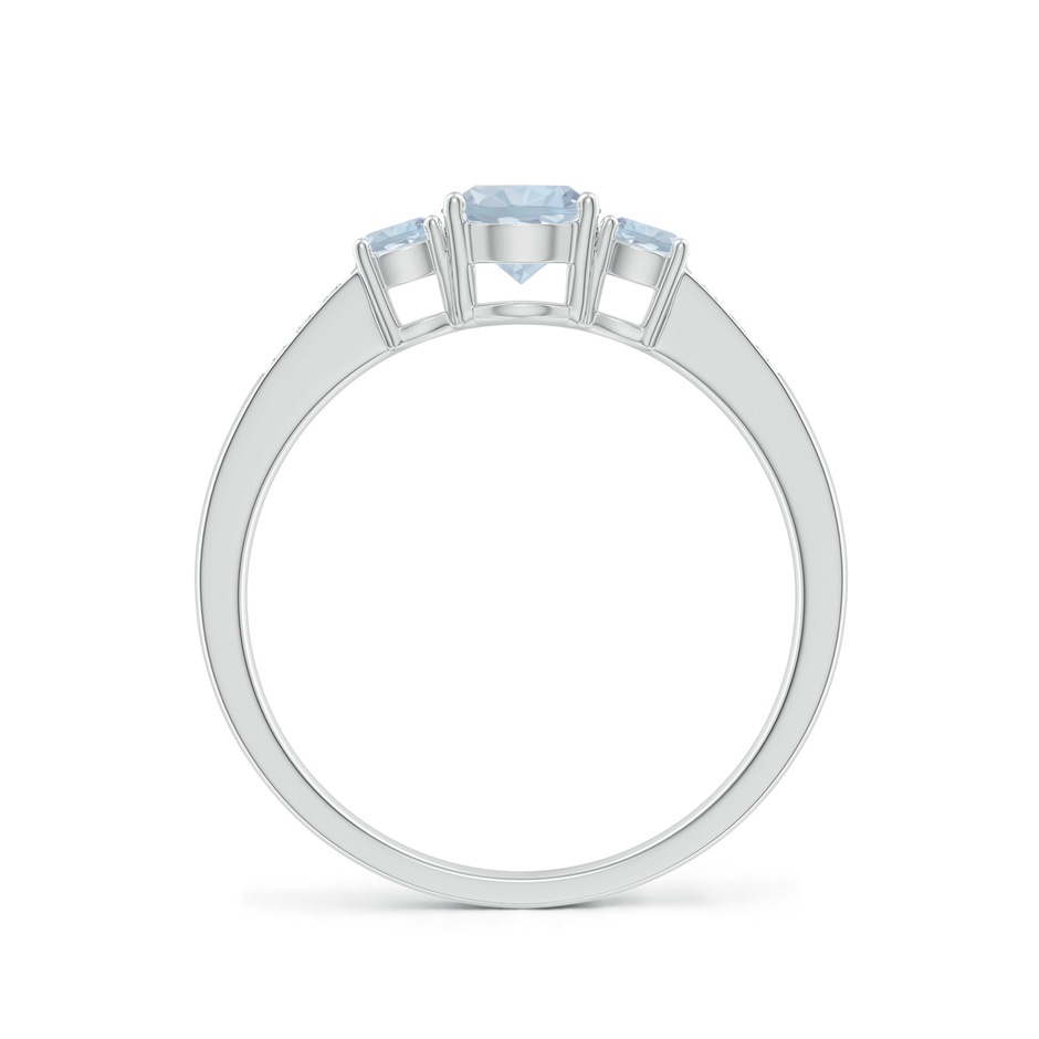 5mm A Three Stone Round Aquamarine Ring with Diamond Accents in P950 Platinum side-1