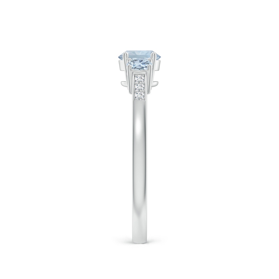 5mm A Three Stone Round Aquamarine Ring with Diamond Accents in P950 Platinum side-2