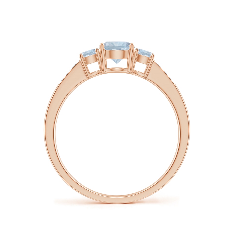 5mm A Three Stone Round Aquamarine Ring with Diamond Accents in Rose Gold side-1