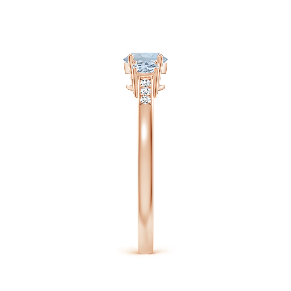 5mm A Three Stone Round Aquamarine Ring with Diamond Accents in Rose Gold side-2