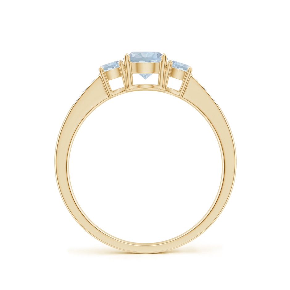 5mm A Three Stone Round Aquamarine Ring with Diamond Accents in Yellow Gold side-1