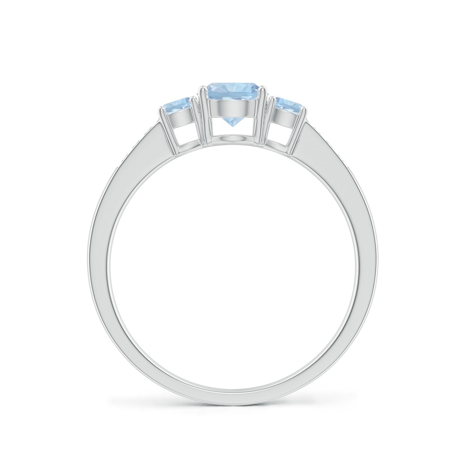 5mm AA Three Stone Round Aquamarine Ring with Diamond Accents in White Gold side-1