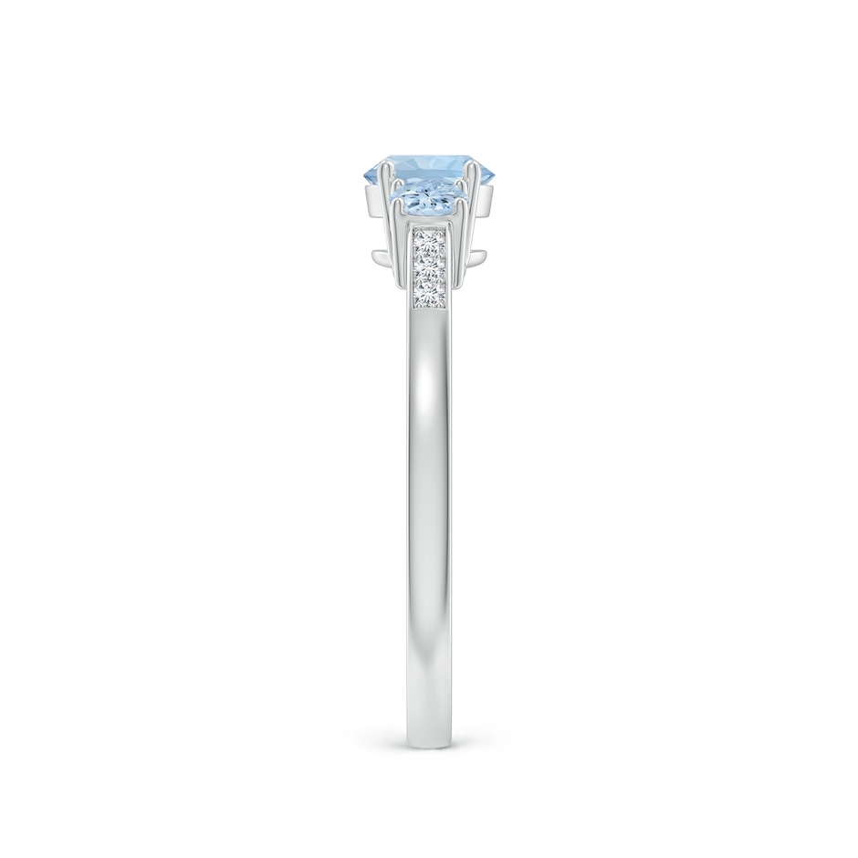 5mm AA Three Stone Round Aquamarine Ring with Diamond Accents in White Gold side-2