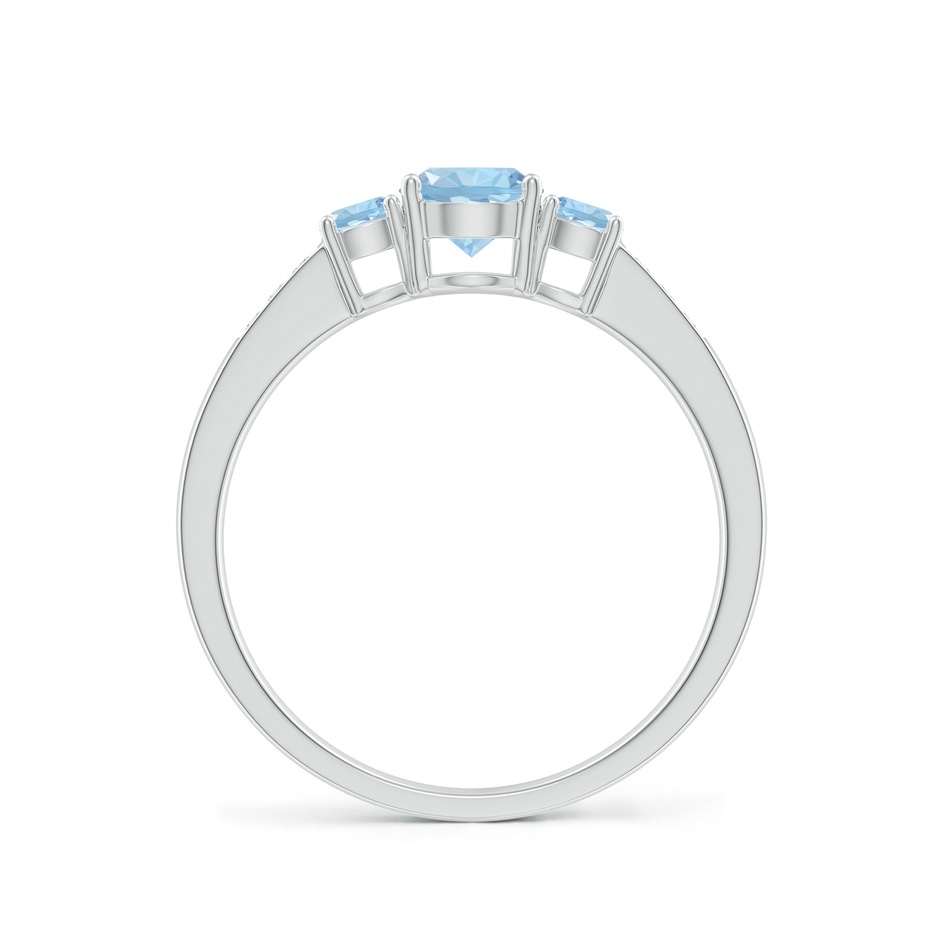 5mm AAA Three Stone Round Aquamarine Ring with Diamond Accents in P950 Platinum side-1