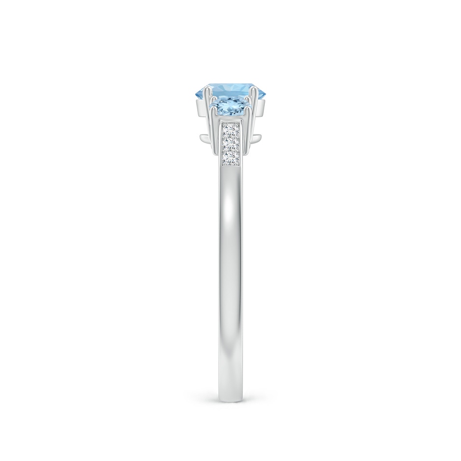 5mm AAA Three Stone Round Aquamarine Ring with Diamond Accents in P950 Platinum side-2