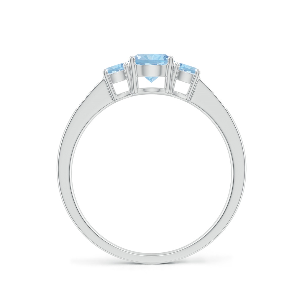 5mm AAA Three Stone Round Aquamarine Ring with Diamond Accents in White Gold - side_1